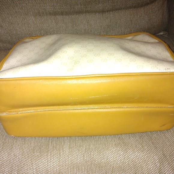 ❤️ GUCCI Micro G Logo Print Tan Canvas Leather Coated Canvas Clutch Shoulder Bag - Picture 6 of 15